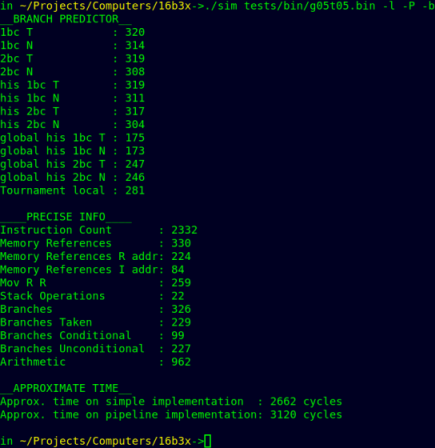 simulator peformance output